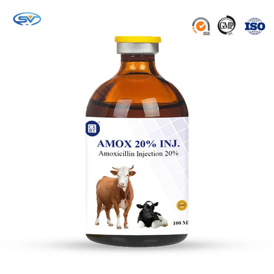 κτηνιατρική αντιπαρασιτική έγχυση αμοξικιλίνης φαρμάκων 20% 100ml για τη μόλυνση βοοειδών